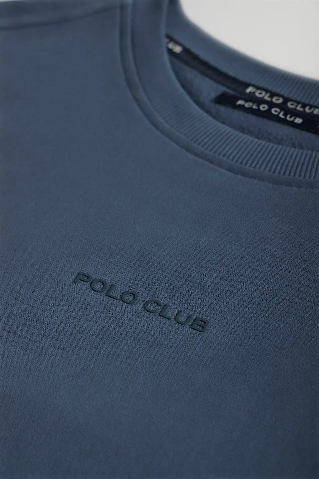 Sudadera básica de cuello redondo azul denim Minimal Polo Club