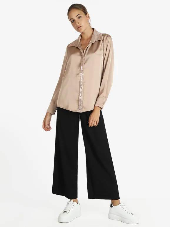 Sweet Miss Camisa de mujer de raso con lentejuelas.