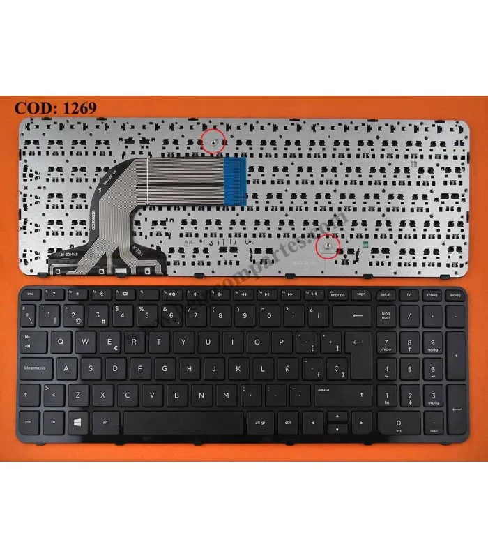 TECLADO HP 250 255 256 G3 /15S 15E 15G 15H 15R 15T 15Z 15ZG 15TR 15TN 15ZN 15ZE 17F MARCO GLOSSY BK OEM SP