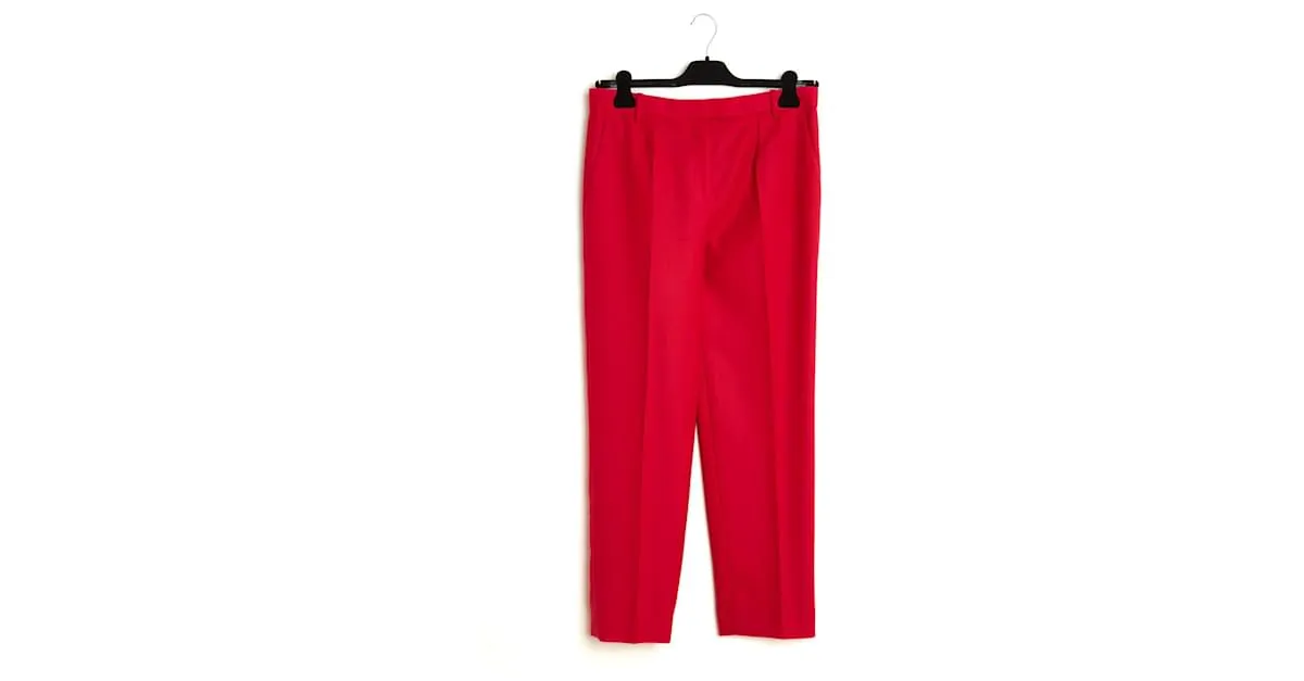 The Row Pantalones FR38 Rojo Lana Pantalones Perfectos UK10 US8 Roja 