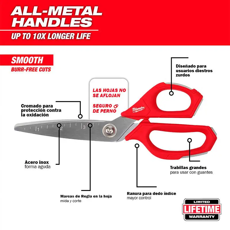 TIJERAS RECTA CON REGLA MILWAUKEE 48224046