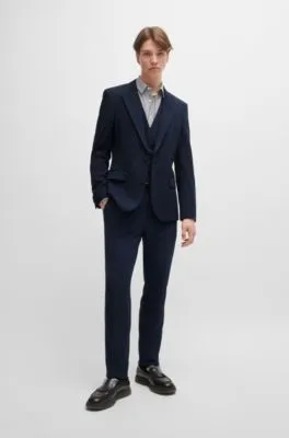 Traje con chaleco slim fit en tejido elástico técnico