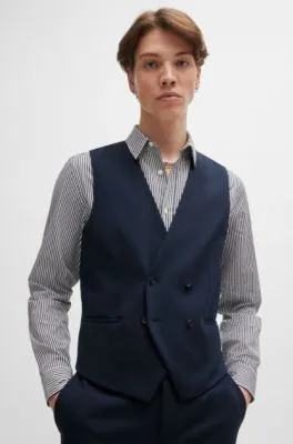 Traje con chaleco slim fit en tejido elástico técnico