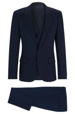 Traje con chaleco slim fit en tejido elástico técnico