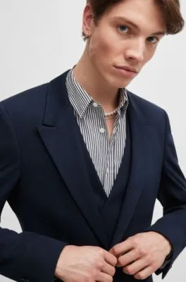 Traje con chaleco slim fit en tejido elástico técnico