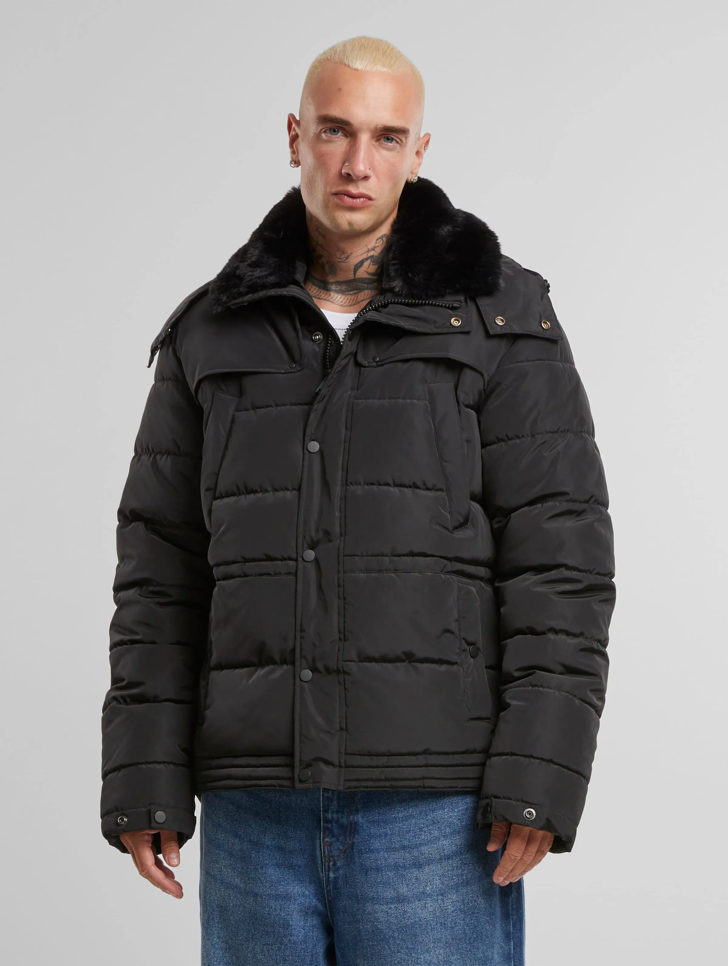 Urban Classics Urban Classics With Detachable Fur Collar Puffer Jackets