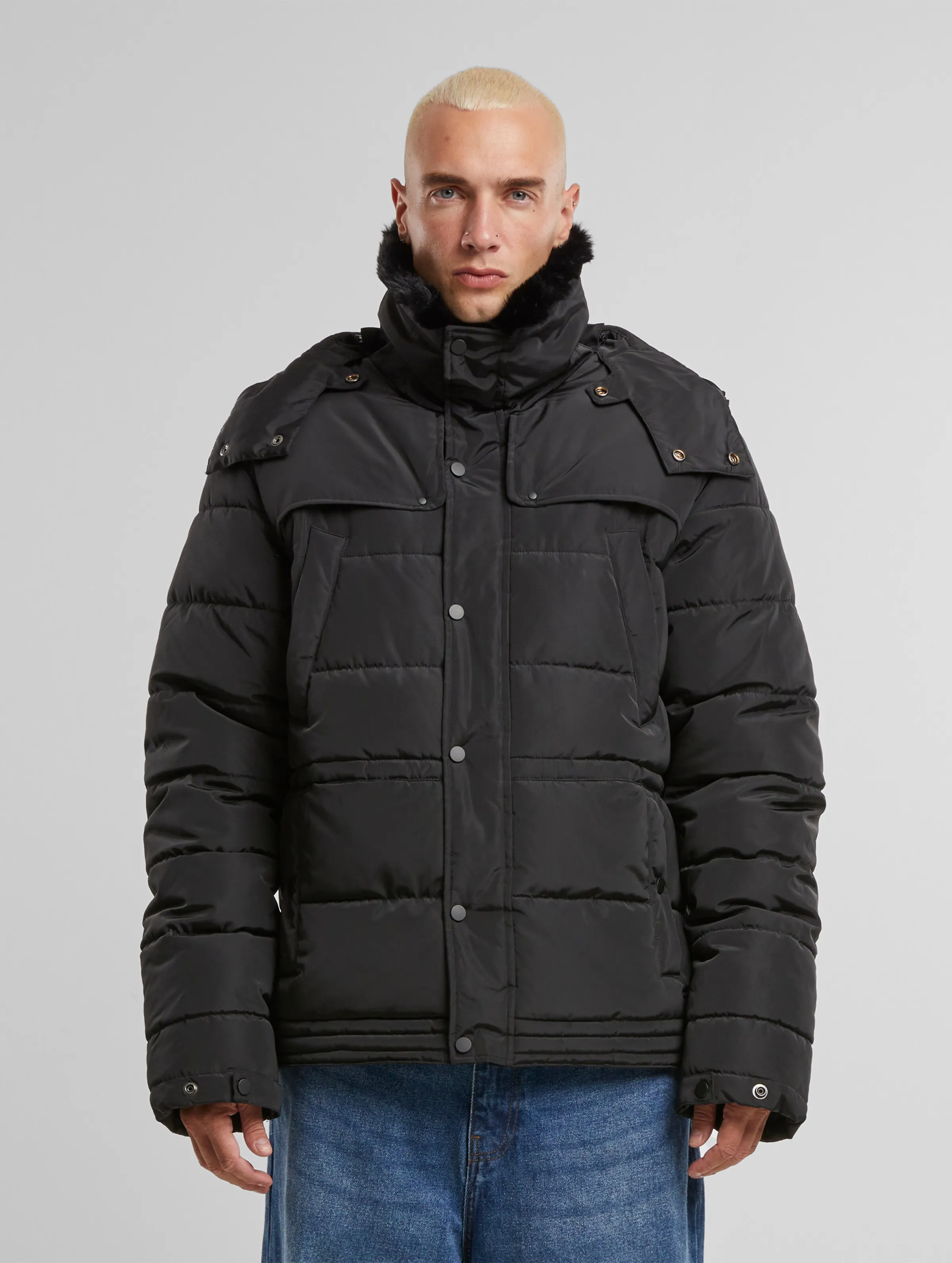 Urban Classics Urban Classics With Detachable Fur Collar Puffer Jackets