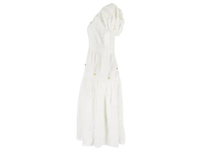 Vestido con mangas abullonadas de algodón blanco de LoveShackFancy 