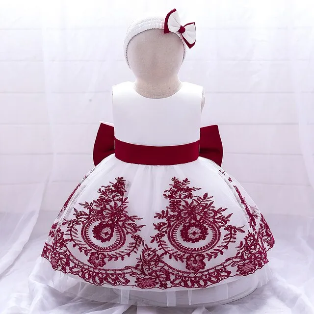 Vestido Marie color blanco con rojo para niñas