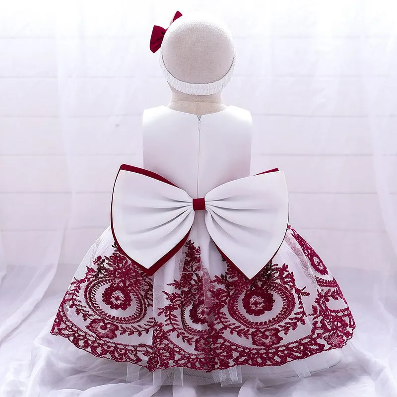 Vestido Marie color blanco con rojo para niñas