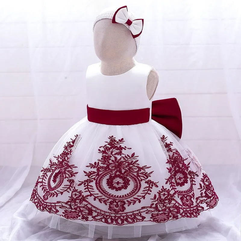 Vestido Marie color blanco con rojo para niñas