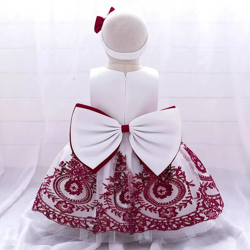 Vestido Marie color blanco con rojo para niñas