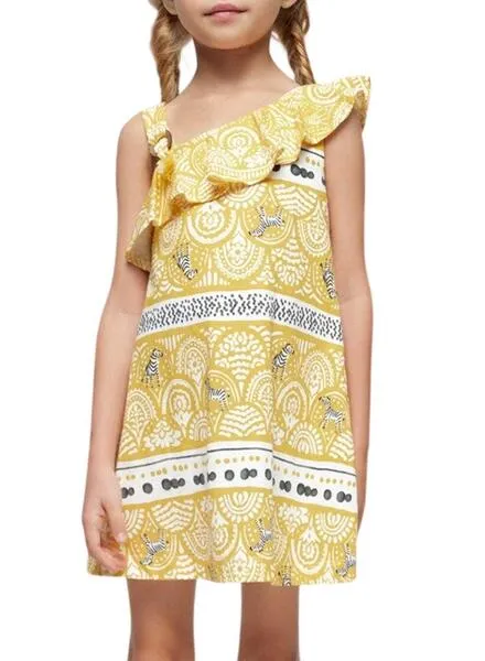 Vestido Mayoral Asimétrico Amarillo Para Niña