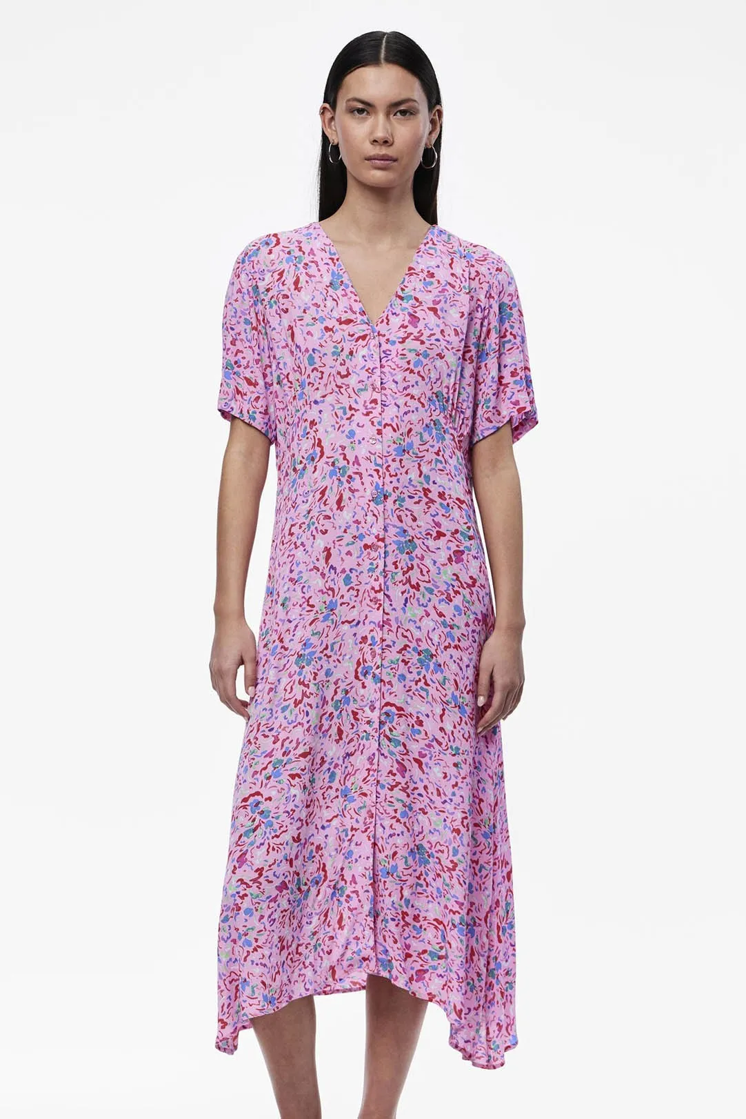 VESTIDO MIDI PIECES PCARINE ROSA PINK