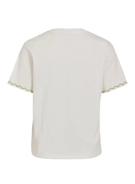 VISYBIL PATTERN EMB S/S TSHIRT  SNOW WHITE GREEN