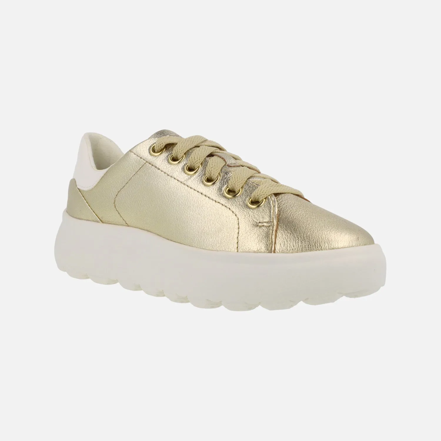 Zapatillas deportivas en piel oro con talonera blanca Spherica EC4.1