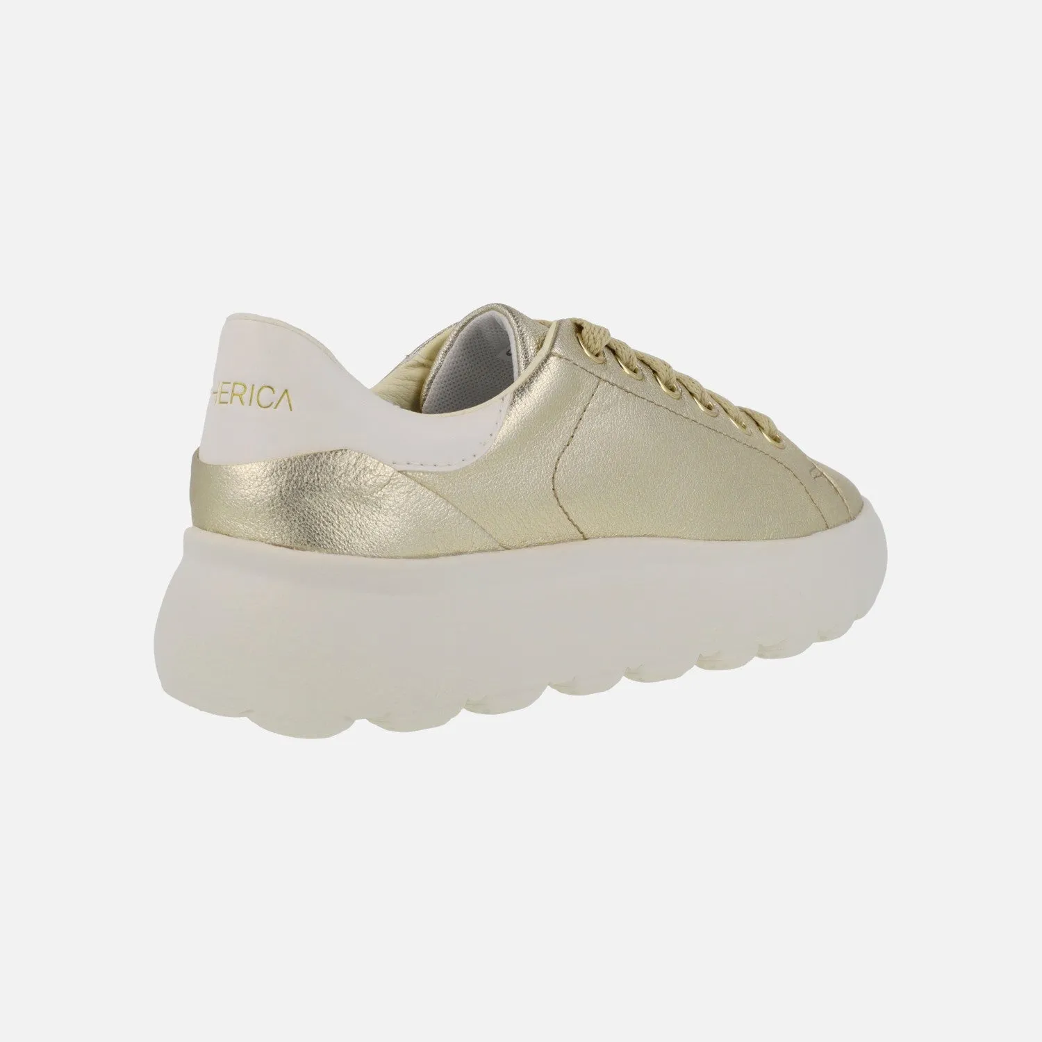 Zapatillas deportivas en piel oro con talonera blanca Spherica EC4.1