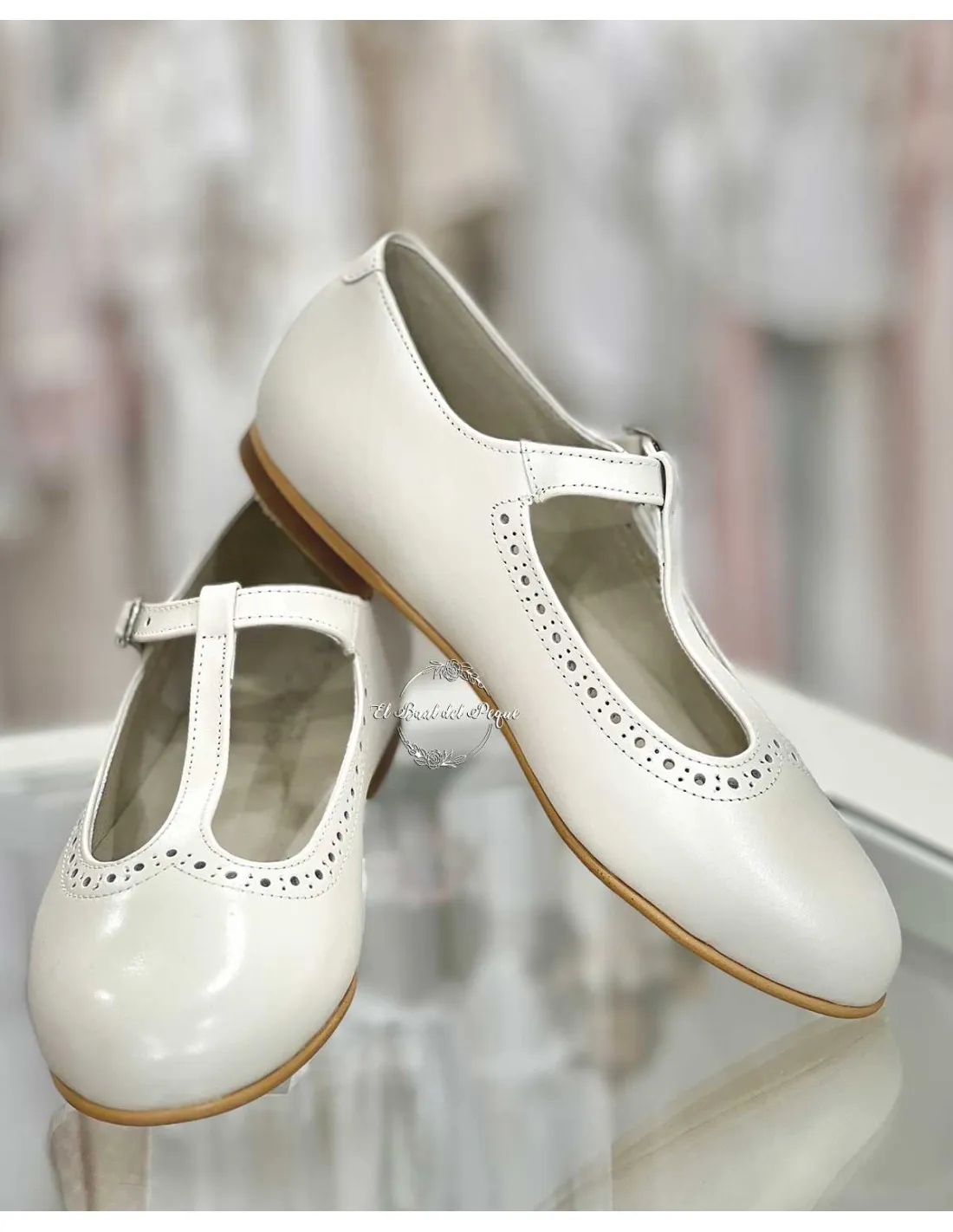 Zapato Niña Comunión Hebilla Marianitas Beige Nacarado
