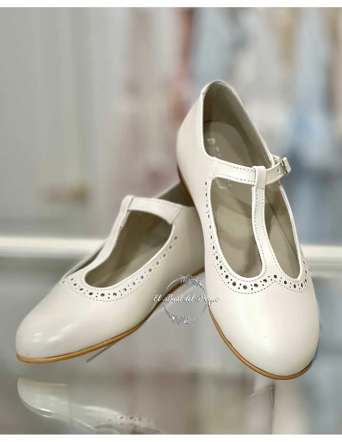 Zapato Niña Comunión Hebilla Marianitas Beige Nacarado