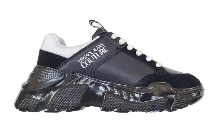 Zapatos deportivos Versace hombre en piel 75YA3SC2 suela speedtrack negra
