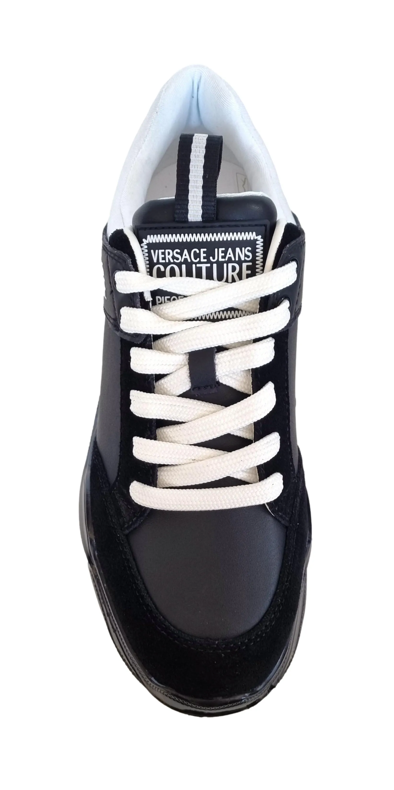 Zapatos deportivos Versace hombre en piel 75YA3SC2 suela speedtrack negra