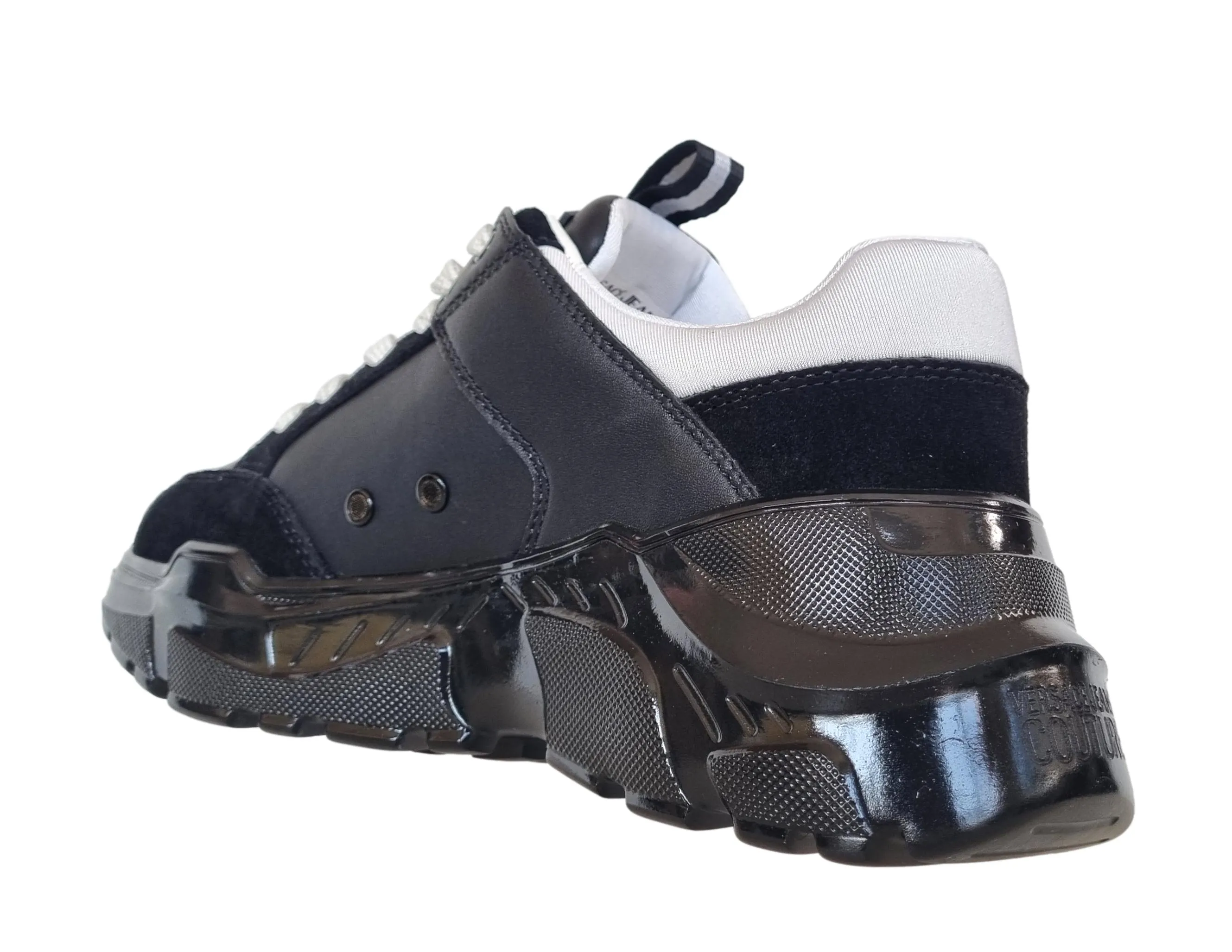 Zapatos deportivos Versace hombre en piel 75YA3SC2 suela speedtrack negra