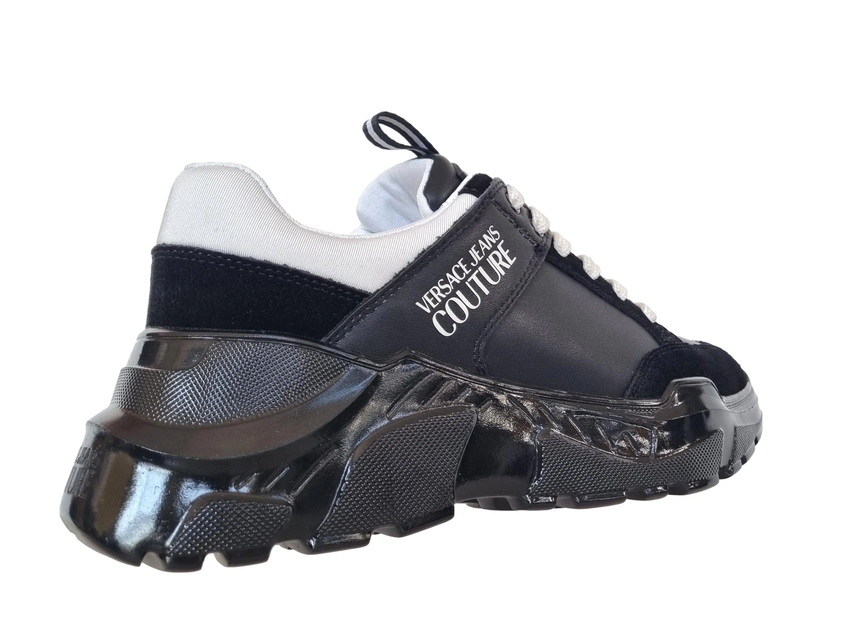 Zapatos deportivos Versace hombre en piel 75YA3SC2 suela speedtrack negra
