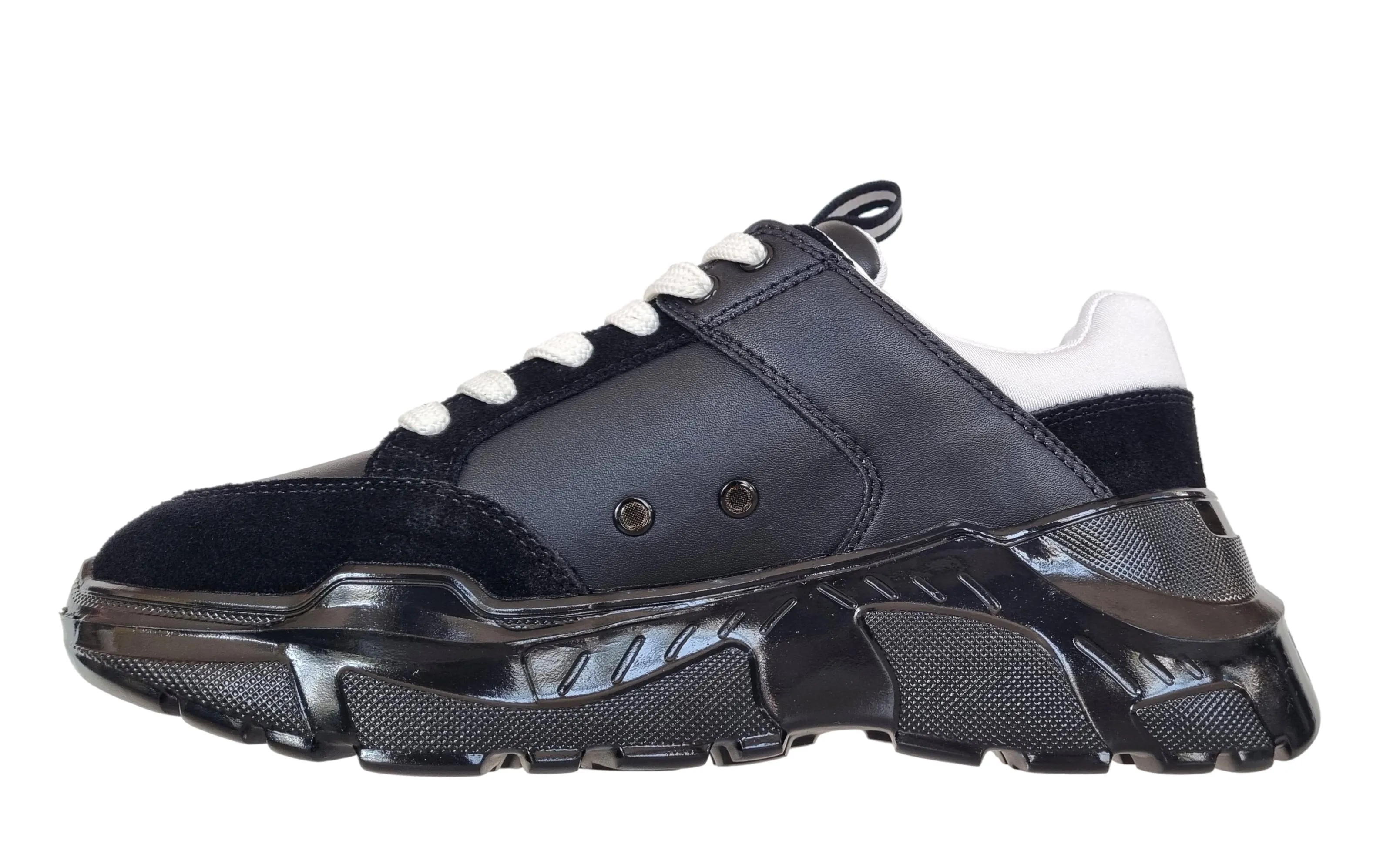 Zapatos deportivos Versace hombre en piel 75YA3SC2 suela speedtrack negra
